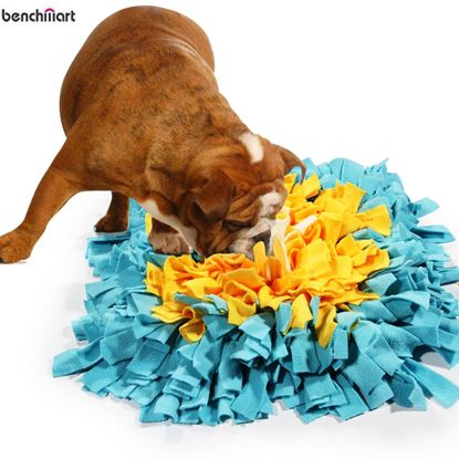 Picture of BenchMart Woven Training Blanket Game Foraging Dog Sniffing Mats Pad for Pet - Blue / Yellow